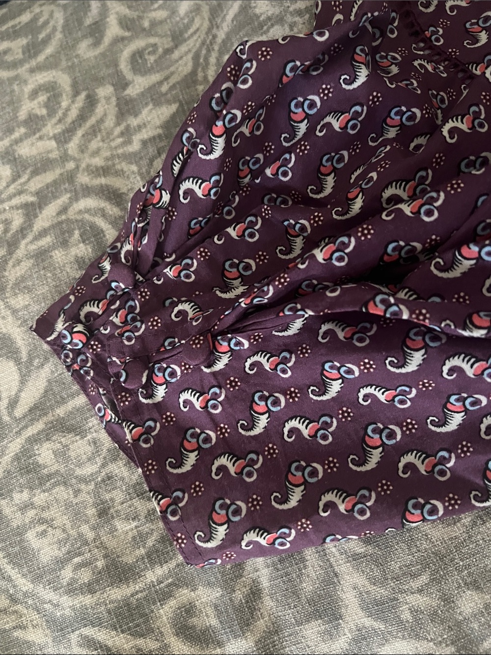 NWT Hunter Bell Veronica Top Purple Paisley Smocked High Neck Blouse Small - Picture 9 of 9